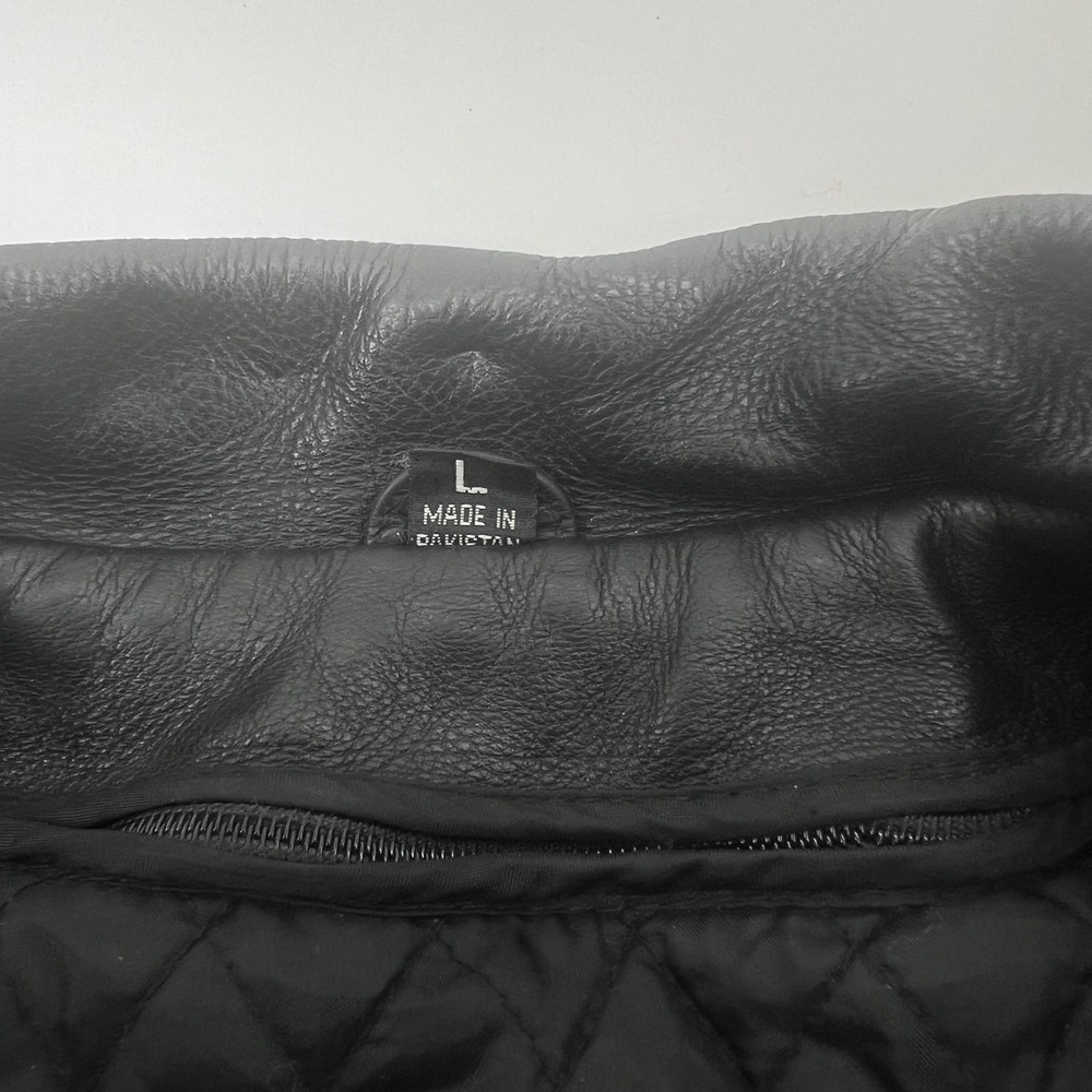Oakwood Classic Mens Black Leather Bomber Jacket Thinsulate L Large Full Zip - Picture 4 of 9